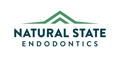 A green background with the words natural state endodontics in blue.